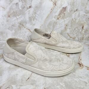 OLUKAI Pehuea Women's Slip On Sneaker Shoes, Puka/White Floral, Size 9
